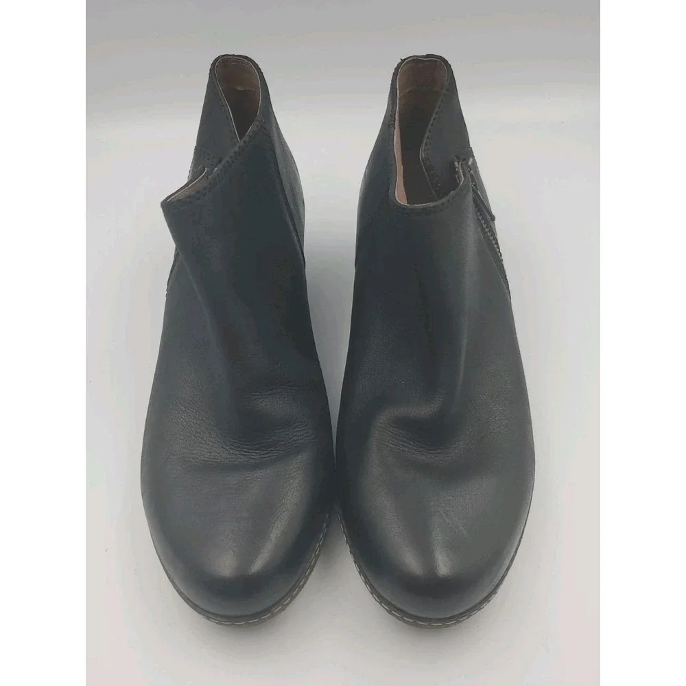 Dansko Leyla Black Leather Bootie Shoes Size 40 US 9.5 Wedge Comfort Boots